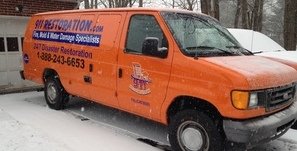 Water Damage Fair Haven Van At Winter Residential Job Site